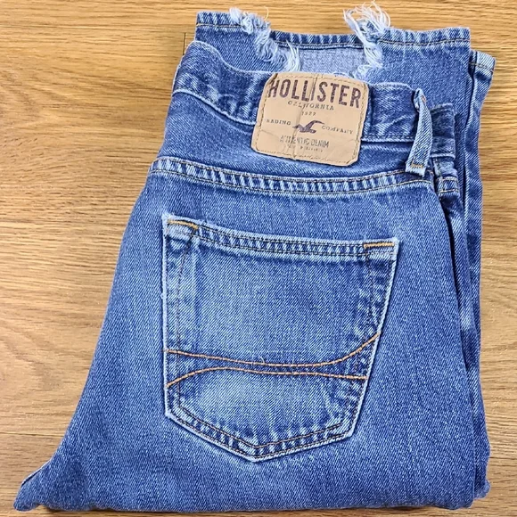 HOLLISTER VINTAGE CLASSIC STRAIGHT MEN'S DISTRESSED DENIM BLUE 30x28 FADE JEAN. - Picture 8 of 8